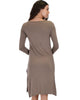 Kiss The Moon Long Sleeve Taupe Midi Dress - Back Image