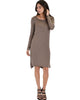 Kiss The Moon Long Sleeve Taupe Midi Dress - Full Image