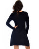 Shift & Shout Long Sleeve Black Tunic Dress - Back Image