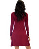 Shift & Shout Long Sleeve Burgundy Tunic Dress - Back Image