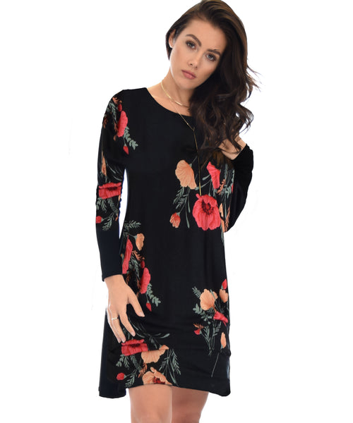 Lyss Loo Ultra Comfort Over-sized Long Sleeve Floral Tunic Dress