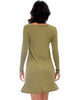 Shift & Shout Long Sleeve Olive Tunic Dress - Back Image