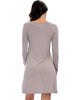 Shift & Shout Long Sleeve Taupe Tunic Dress - Back Image