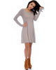 Shift & Shout Long Sleeve Taupe Tunic Dress - Full Image