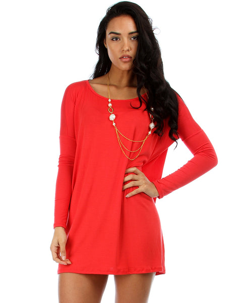 Better Together Over-Sized Long Sleeve Red Tunic Top