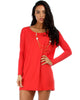 Better Together Over-Sized Long Sleeve Red Tunic Top - Main Image