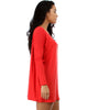 Better Together Over-Sized Long Sleeve Red Tunic Top - Side Image