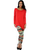 Better Together Over-Sized Long Sleeve Red Tunic Top - Full Image