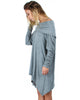 Off The Shoulder Draped Grey Tunic Dress - Side Image