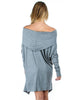 Off The Shoulder Draped Grey Tunic Dress - Back Image