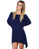 Off The Shoulder Draped Navy Tunic Dress - Main Image