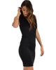 Cocktail Hour V-Neck Black Bodycon Dress - Side Image