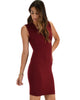 Cocktail Hour V-Neck Burgundy Bodycon Dress - Side Image