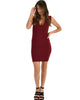 Cocktail Hour V-Neck Burgundy Bodycon Dress - Full Image