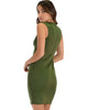 Cocktail Hour V-Neck Olive Bodycon Dress - Back Image