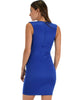 Cocktail Hour V-Neck Royal Bodycon Dress - Back Image