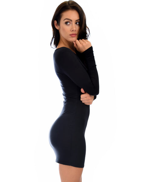 Comeback Baby Long Sleeve Black Bodycon Dress