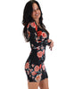 Lyss Loo Women's Love Steal A Kiss Long Sleeve Black Floral Bodycon Dress - Lyss Loo