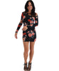 Lyss Loo Women's Love Steal A Kiss Long Sleeve Black Floral Bodycon Dress - Lyss Loo