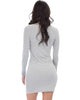 Comeback Baby Long Sleeve Grey Bodycon Dress - Back Image