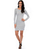 Comeback Baby Long Sleeve Grey Bodycon Dress - Full Image