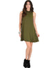 Olivia Tank Olive Shift Dress - Full Image