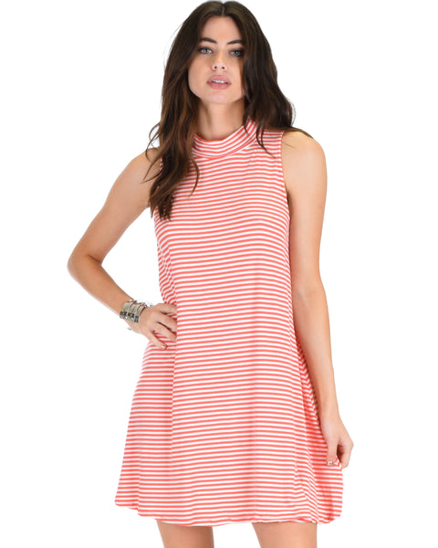 Olivia Tank Striped Coral Shift Dress