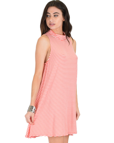 Olivia Tank Striped Coral Shift Dress