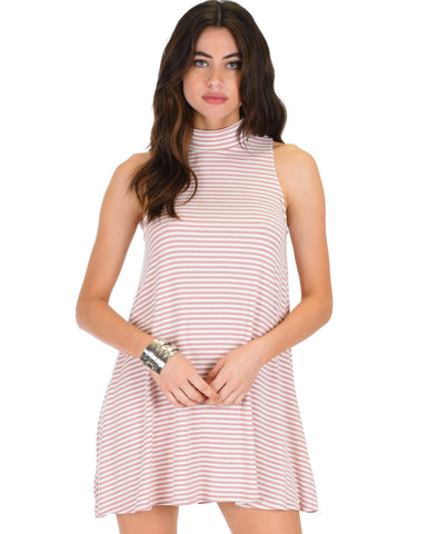 Olivia Tank Striped Mauve Shift Dress