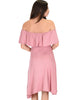 Wait And See Off The Shoulder Mauve Midi Dress - Back Image