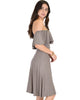 Wait And See Off The Shoulder Brown Midi Dress - Side Image