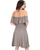 Wait And See Off The Shoulder Brown Midi Dress - Back Image