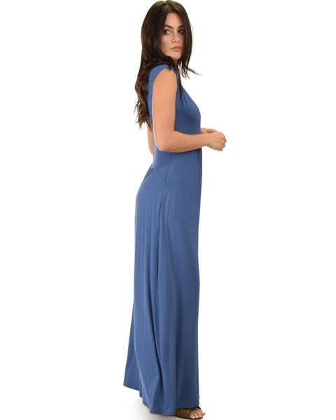 Sweetest Kiss Sleeveless Blue Maxi Dress