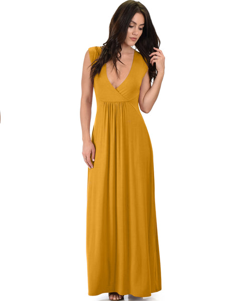 Sweetest Kiss Sleeveless Mustard Maxi Dress