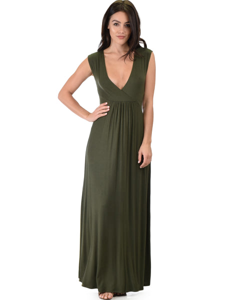 Sweetest Kiss Sleeveless Olive Maxi Dress