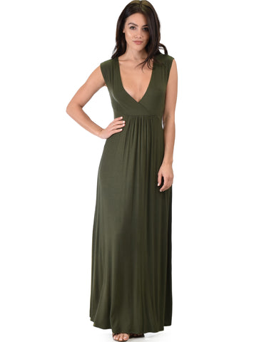 Sweetest Kiss Sleeveless Olive Maxi Dress