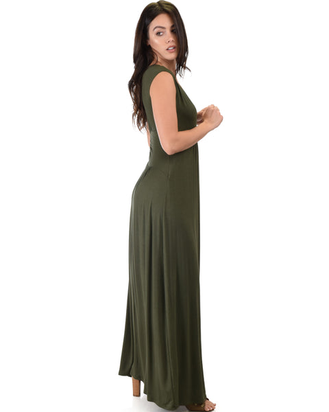 Sweetest Kiss Sleeveless Olive Maxi Dress