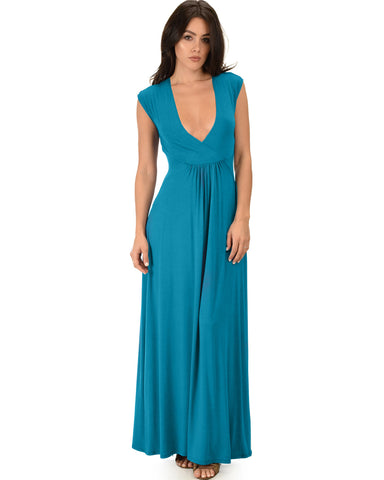 Sweetest Kiss Sleeveless Teal Maxi Dress