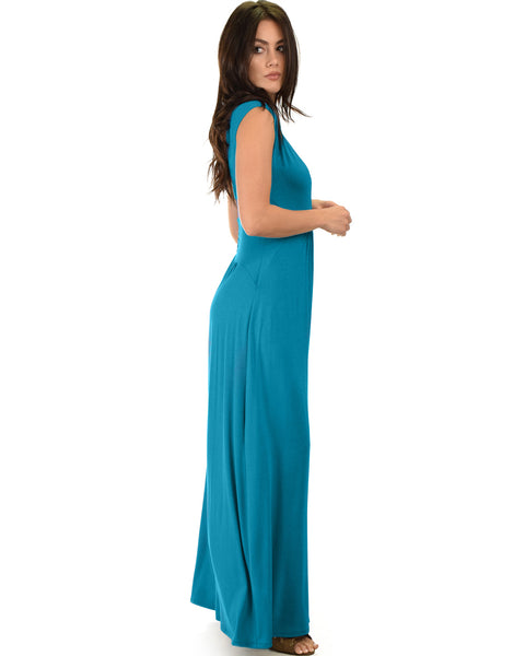 Sweetest Kiss Sleeveless Teal Maxi Dress