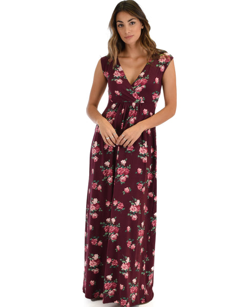 Sweetest Kiss Sleeveless Burgundy Floral Maxi Dress