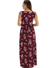 Sweetest Kiss Sleeveless Burgundy Floral Maxi Dress - Back Image