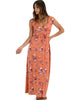 Sweetest Kiss Sleeveless Orange Floral Maxi Dress - Main Image