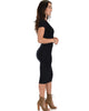 Along The Lines Bodycon Black Midi Dress - Side Image