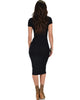 Along The Lines Bodycon Black Midi Dress - Back Image