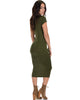 Along The Lines Bodycon Olive Midi Dress - Side Image