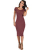 Along The Lines Bodycon Marsala Midi Dress - Main Image