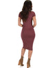 Along The Lines Bodycon Marsala Midi Dress - Back Image