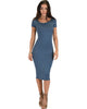 Along The Lines Bodycon Teal Midi Dress - Main Image