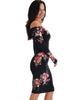 Lyss Loo Women's Love Poem Off The Shoulder Black Floral Bodycon Dress - Lyss Loo