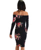 Lyss Loo Women's Love Poem Off The Shoulder Black Floral Bodycon Dress - Lyss Loo